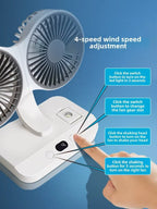 Portable Double Head Desk Fan – 8000mAh Cooling for Household and Office Use