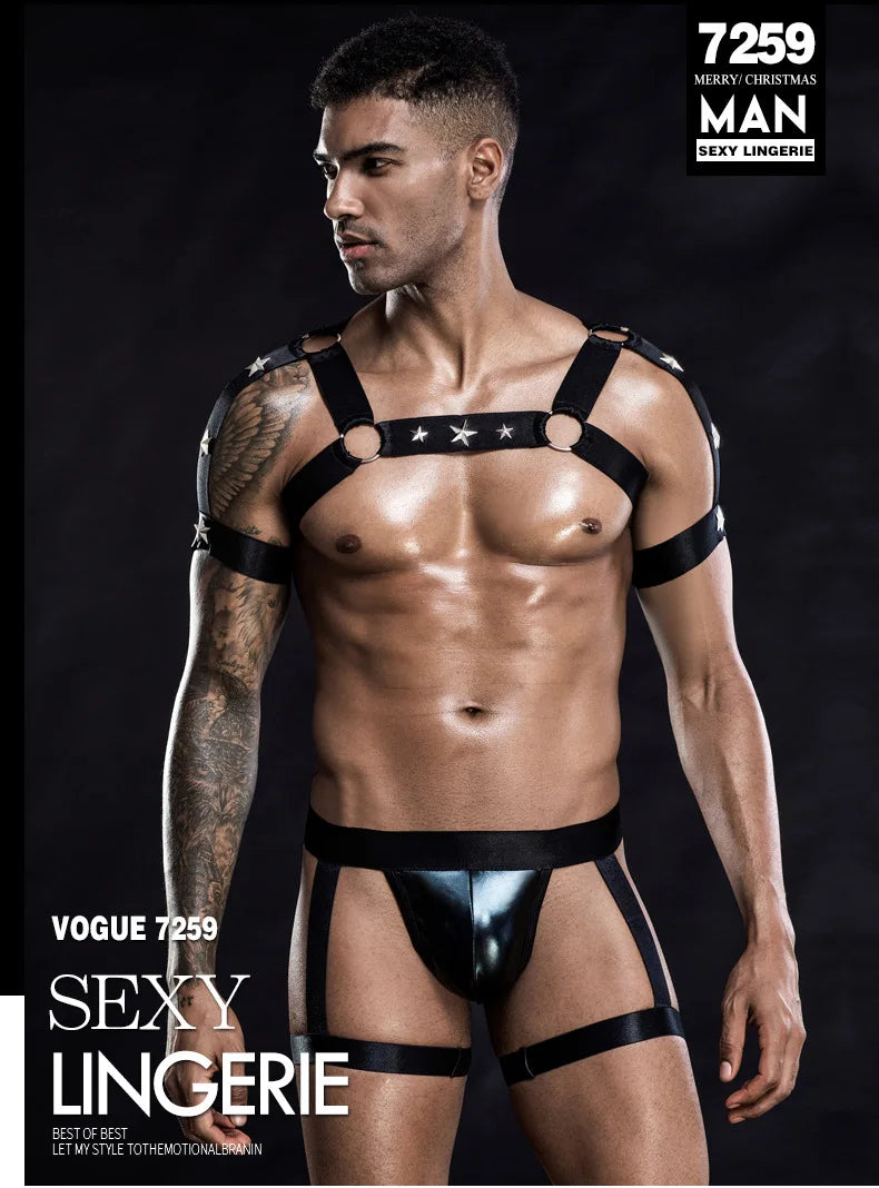 Black Mesh Club Outfit – Sexy Men's Costume for Role Play