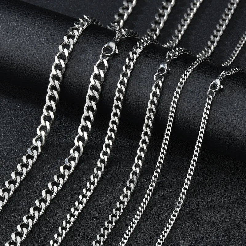 Stainless Steel Cuban Link Chain – 3-7mm Necklace for Men and Women