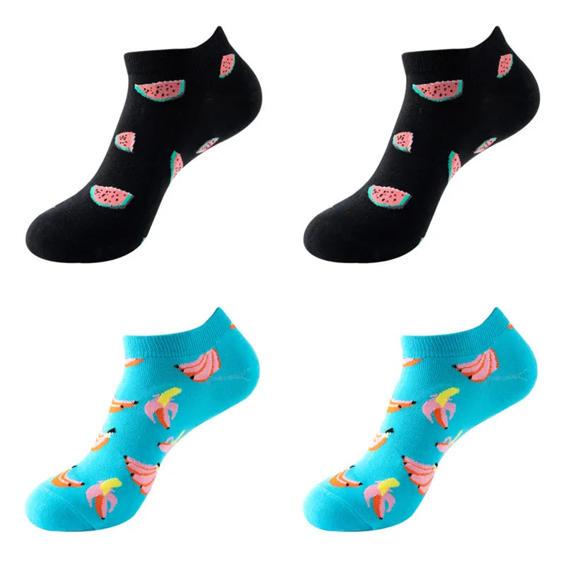 Avocado Cotton Boat Socks – Funny Fruit Pattern for Men and Women