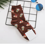 Novelty Food Print Crew Socks – Funny Cartoon Cotton Socks for Casual Wear
