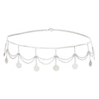 Silver chain belt with layered chains and coin charms, minimalist waist accessory