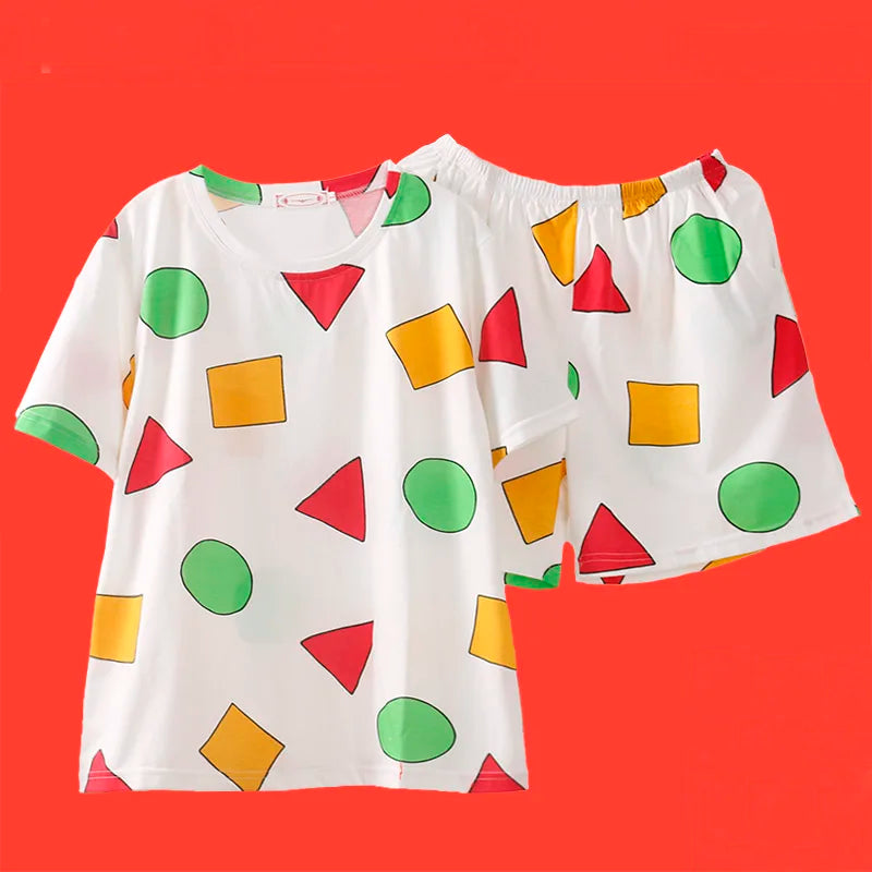 Crayon Shin-chan Cotton Pajama Set – Summer Sleepwear for Couples