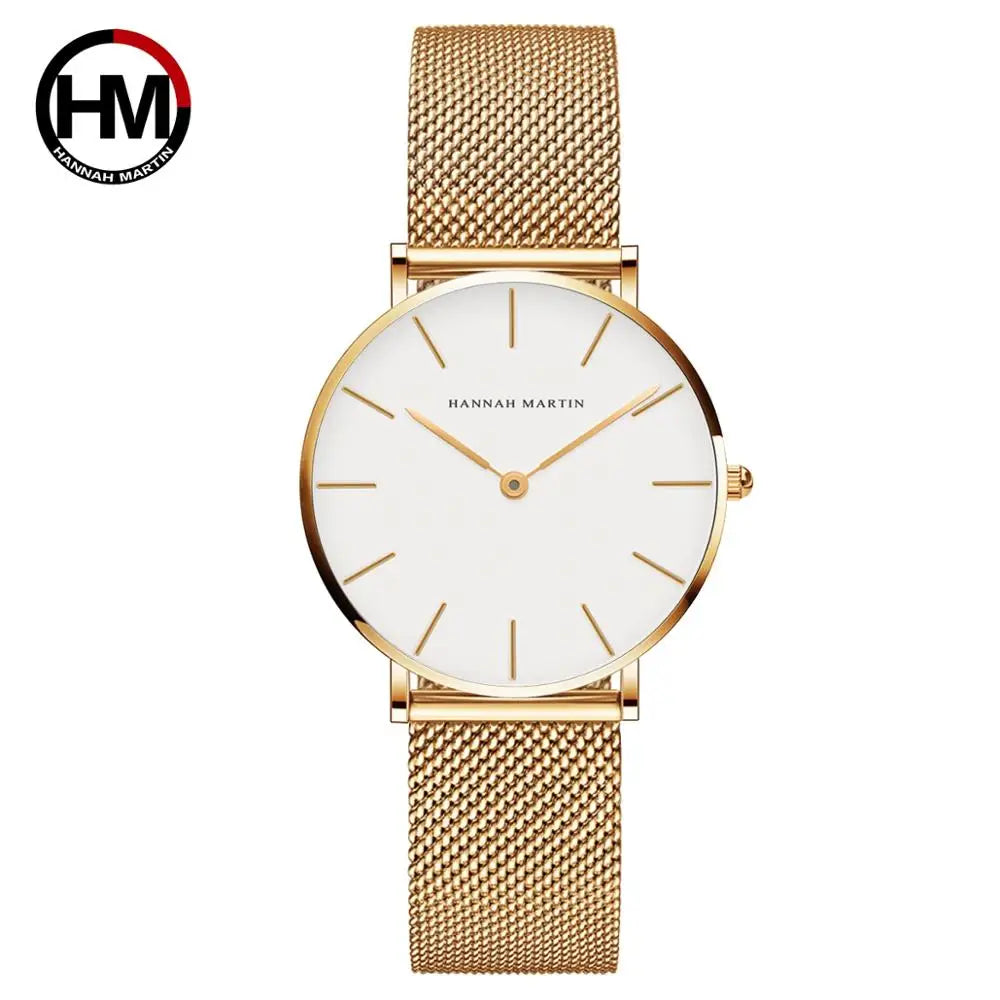 Rose Gold Stainless Steel Watch – Japan Quartz Waterproof for Ladies