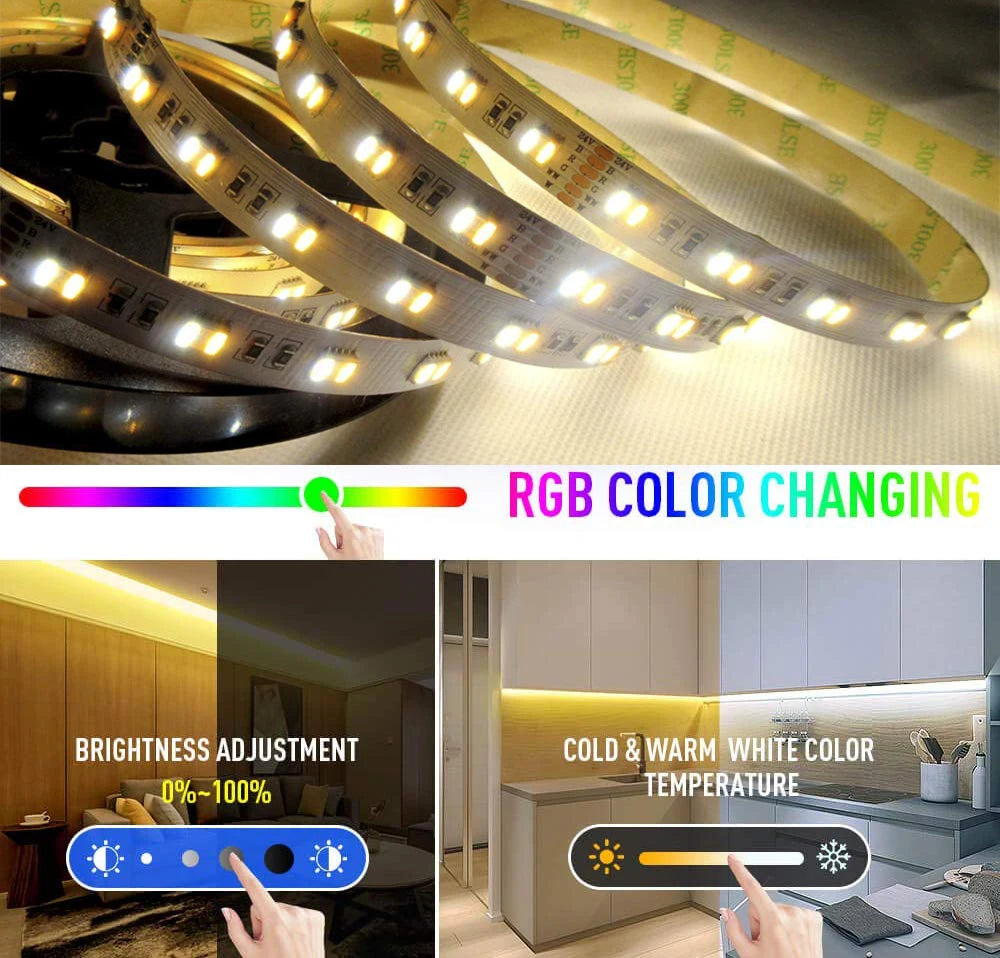 RGBCCT LED Strip Light – Waterproof Flexible Lighting for Home Decor