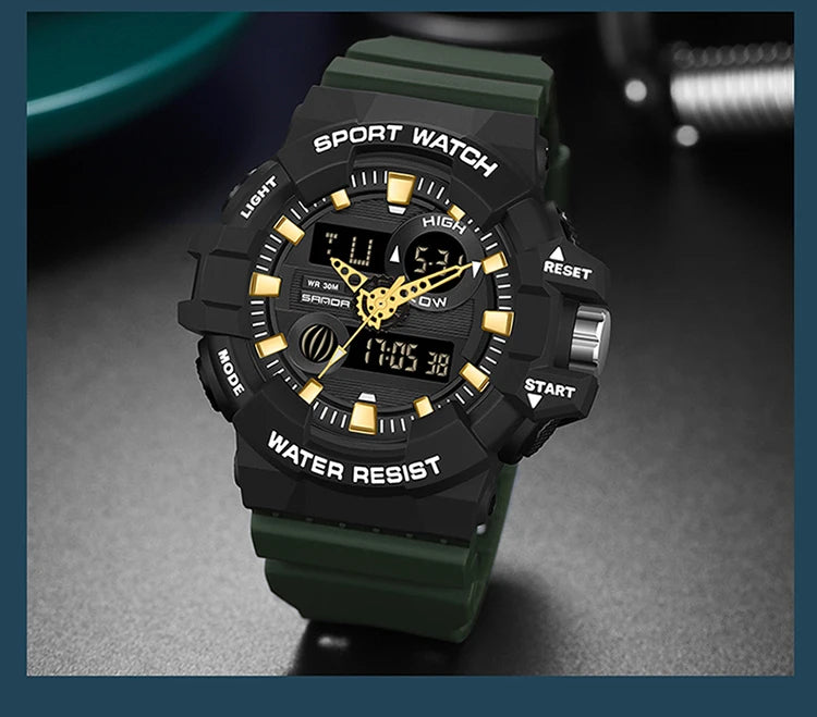 Digital Sports Watch – Waterproof LED Military Timepiece for Outdoor Men