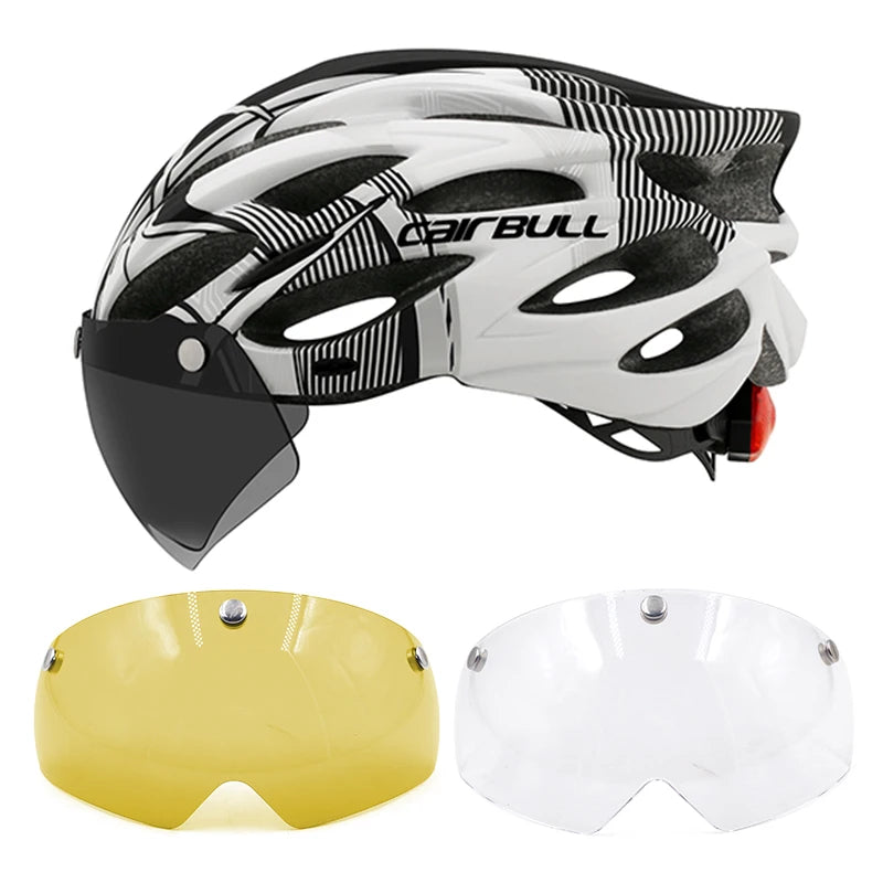 Adjustable Cycling Helmet – LED Light Visor for Road and Mountain Bike
