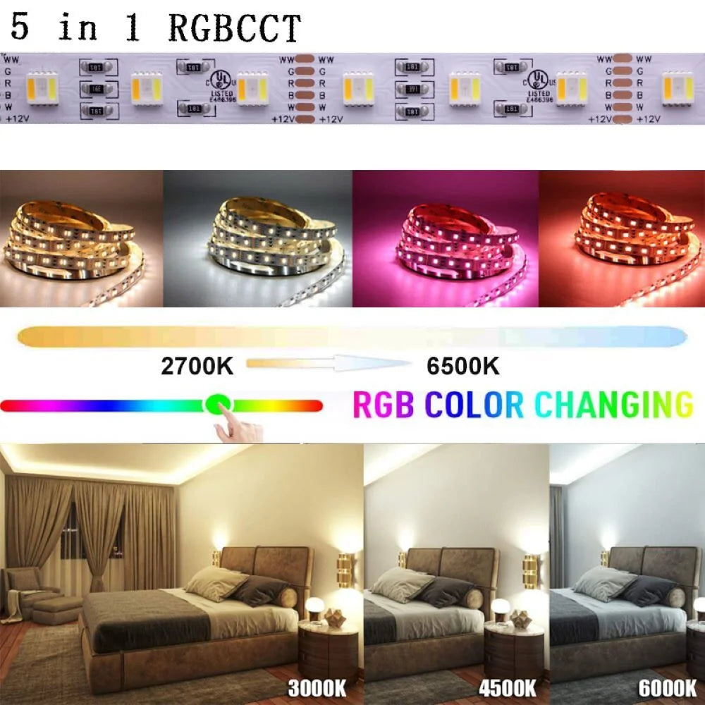 RGBCCT LED Strip Light – Waterproof Flexible Lighting for Home Decor