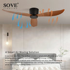 Modern DC Motor Ceiling Fan – Low Profile Minimalist for Home Decor