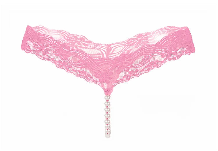 Lace G-String Thong – Pearl Back Bow Details for Sexy Lingerie