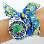Fabric Wristwatch – Silver Quartz Analog Timepiece for Women