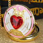 Red Sakura Pocket Watch – Vintage Anime Cosplay Accessory for Women