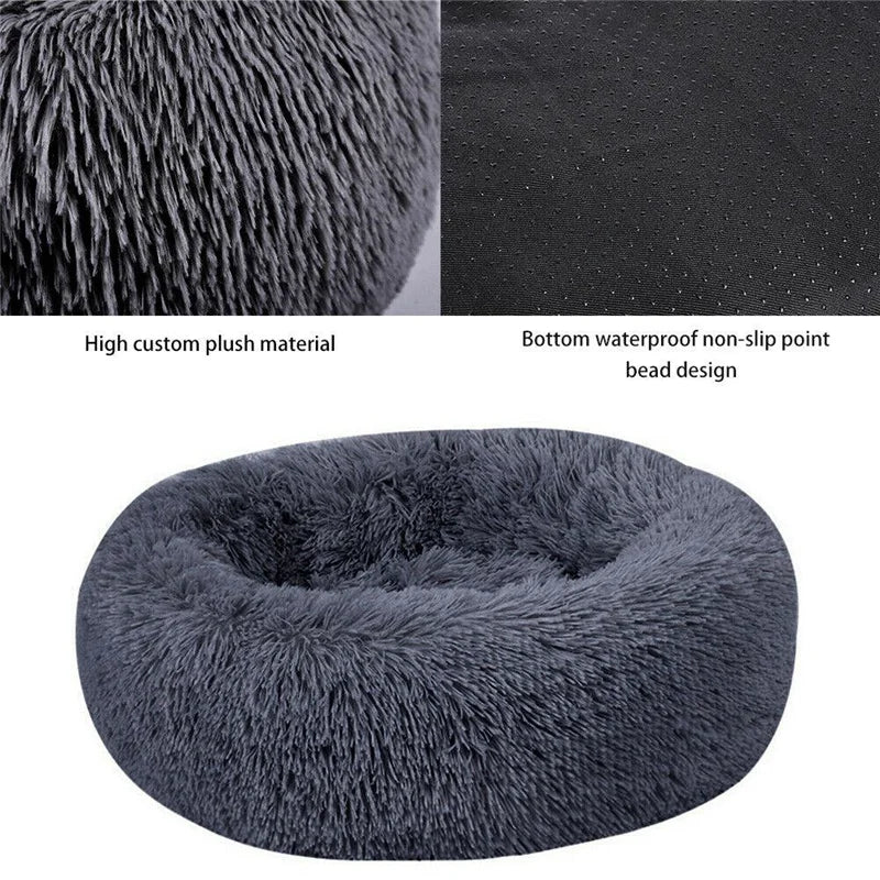 100cm Plush Donut Pet Bed – Calming Round Mat for Large Dogs and Cats