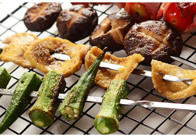 Stainless Steel Barbecue Skewers – Reusable Metal Kebabs for Outdoor Cooking