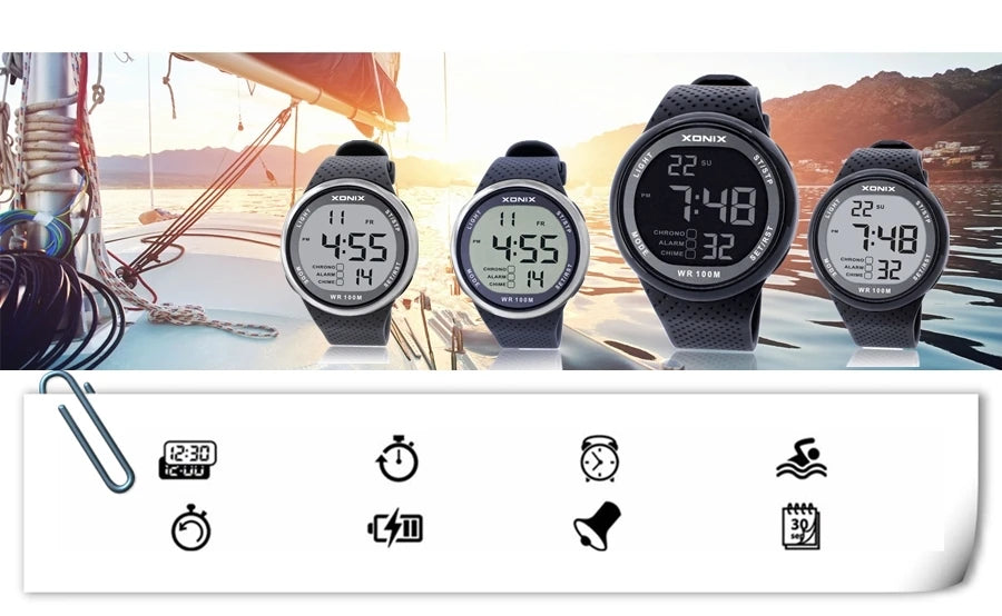 XONIX Digital Sports Watch – Waterproof 100m for Swimming and Outdoor Diving