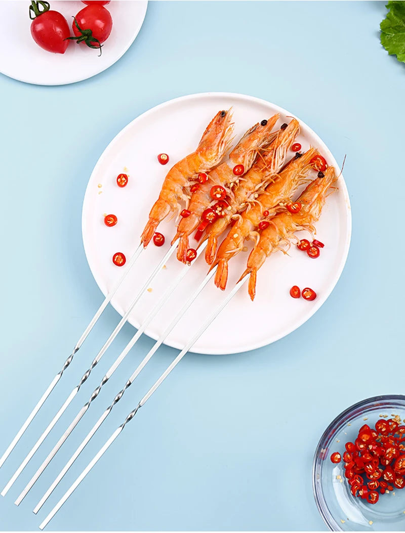 Stainless Steel Barbecue Skewers – Reusable Metal Kebabs for Outdoor Cooking