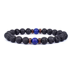 Lava Stone and Wood Bead Bracelet – 8mm Tibetan Buddha Jewelry for Men and Women