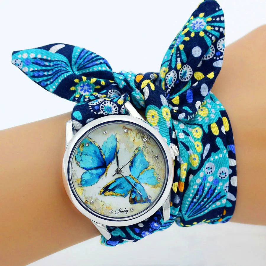 Fabric Wristwatch – Silver Quartz Analog Timepiece for Women