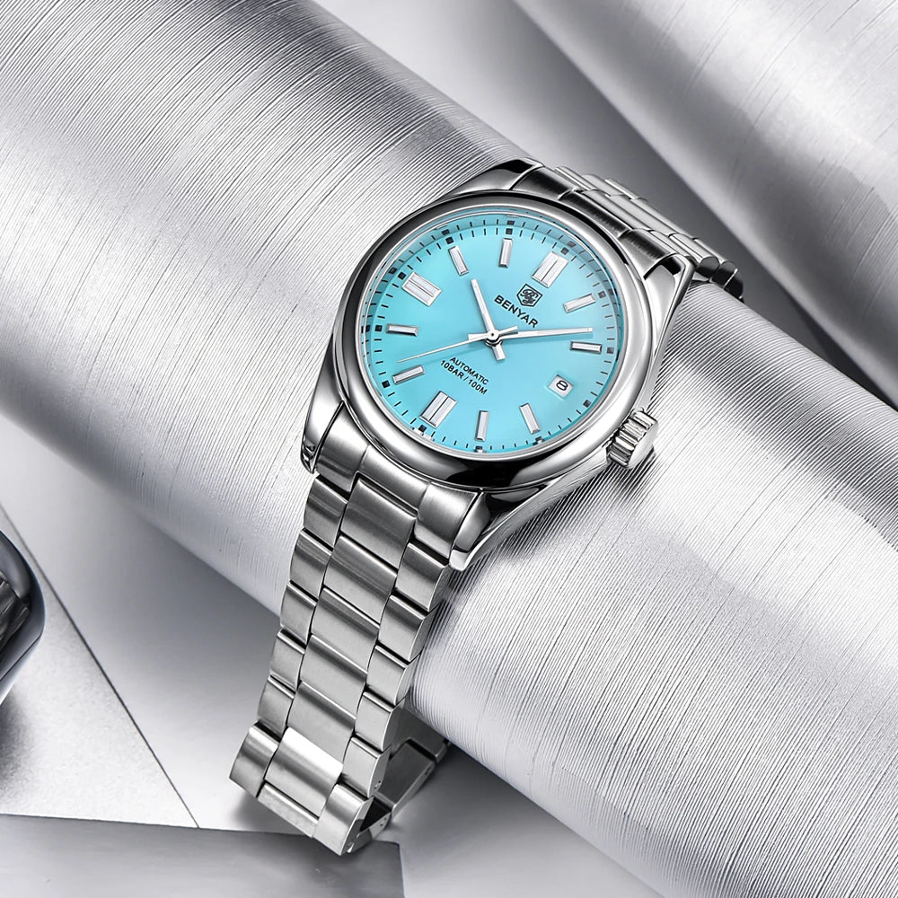 Stainless Steel Mechanical Watch – 10Bar Waterproof for Diving and Sports