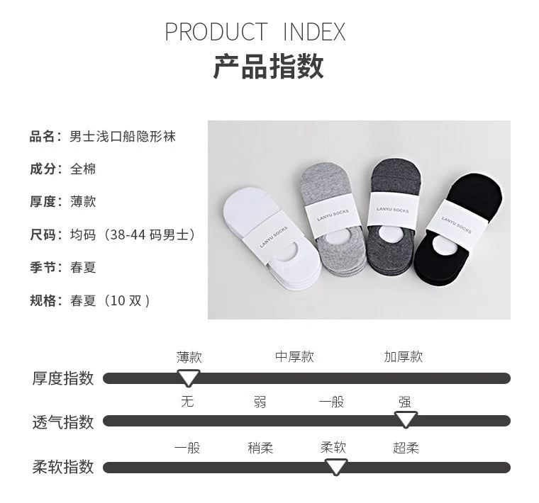 Invisible Cotton Boat Socks – Non-Slip Silicone Ankle Liners for Men