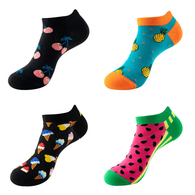 Avocado Cotton Boat Socks – Funny Fruit Pattern for Men and Women