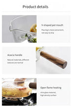 Glass Milk Pot with Wooden Handle – Heat Resistant Cookware for Kitchen Use