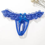 Lace G-String Thong – Pearl Back Bow Details for Sexy Lingerie
