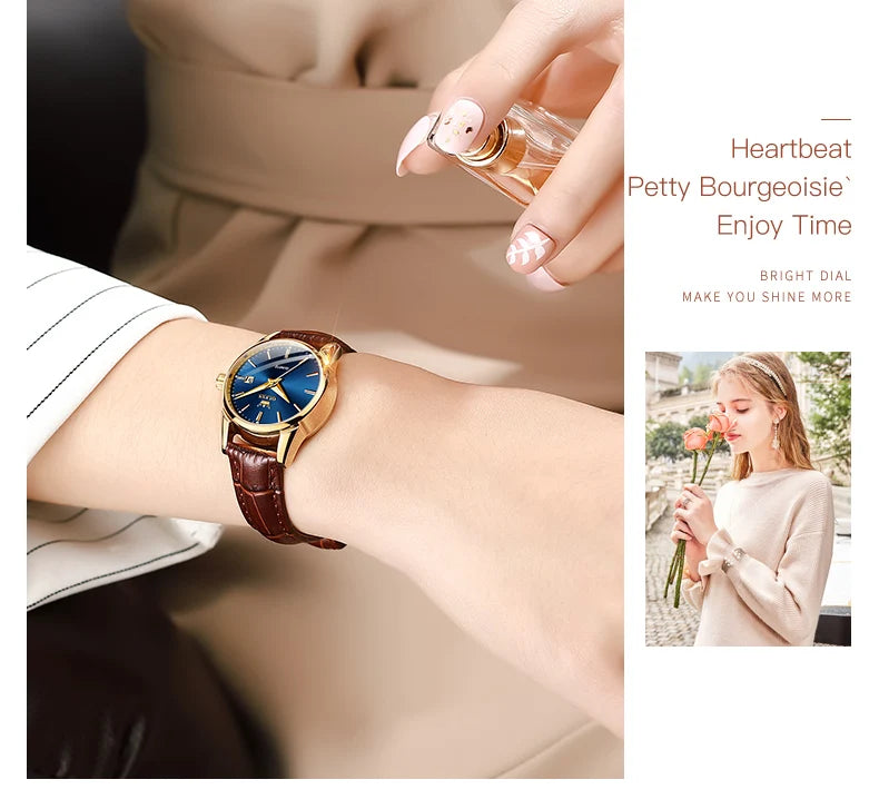 OLEVS Quartz Wristwatch – Leather Strap for Business Casual Wear