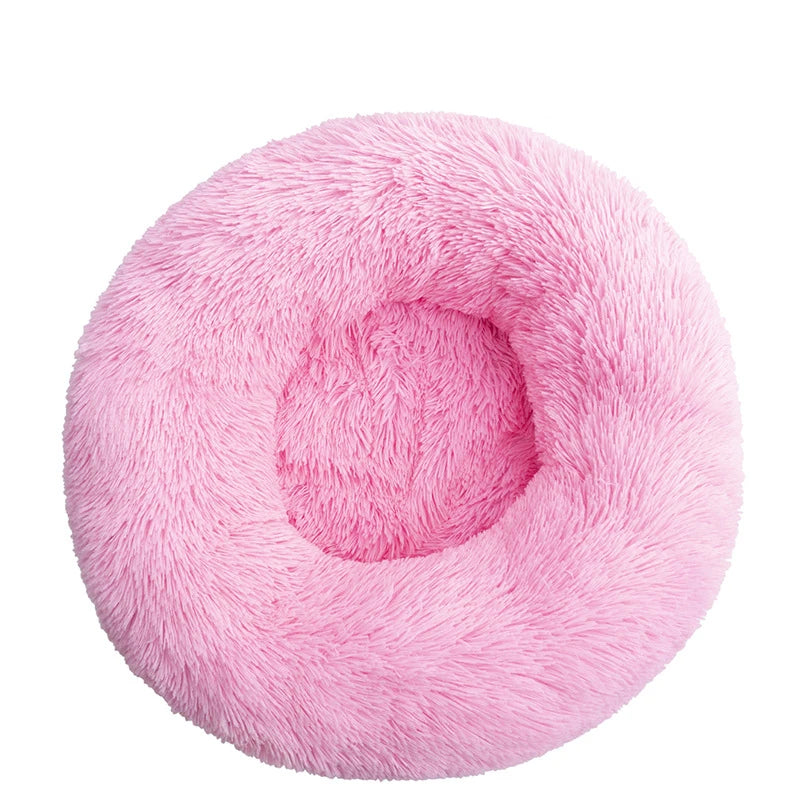 100cm Plush Donut Pet Bed – Calming Round Mat for Large Dogs and Cats