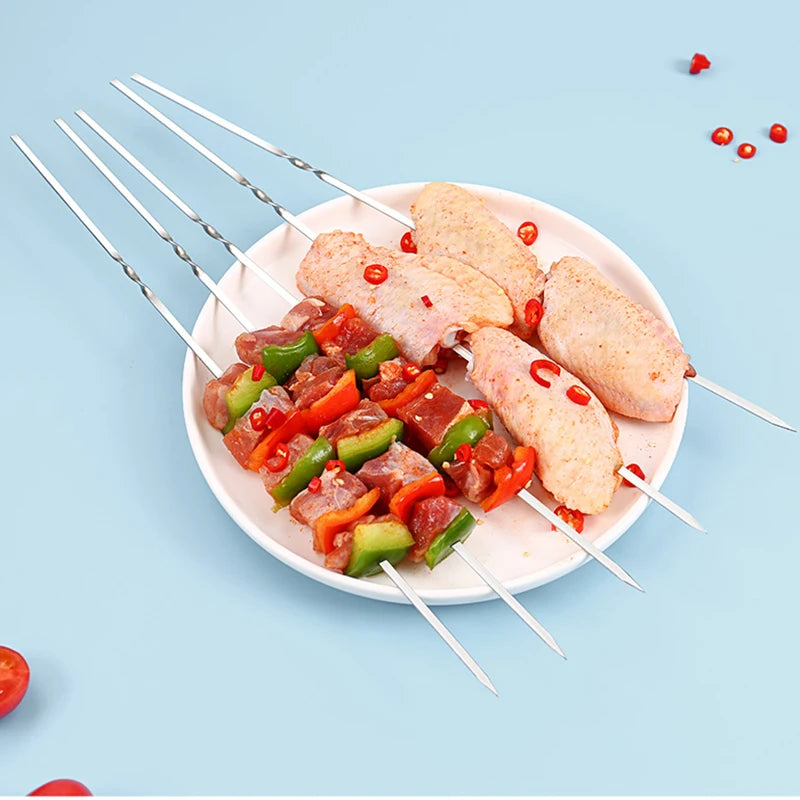 Stainless Steel Barbecue Skewers – Reusable Metal Kebabs for Outdoor Cooking