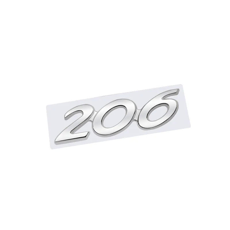 Metal Car Emblem Badge – Glossy Black Chrome Decal for Peugeot 206 Accessories