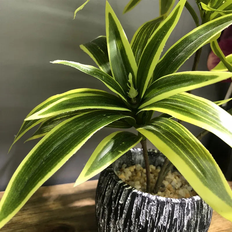 Artificial Palm Bamboo Branch – 36cm Tropical Potted Plant for Home Decor