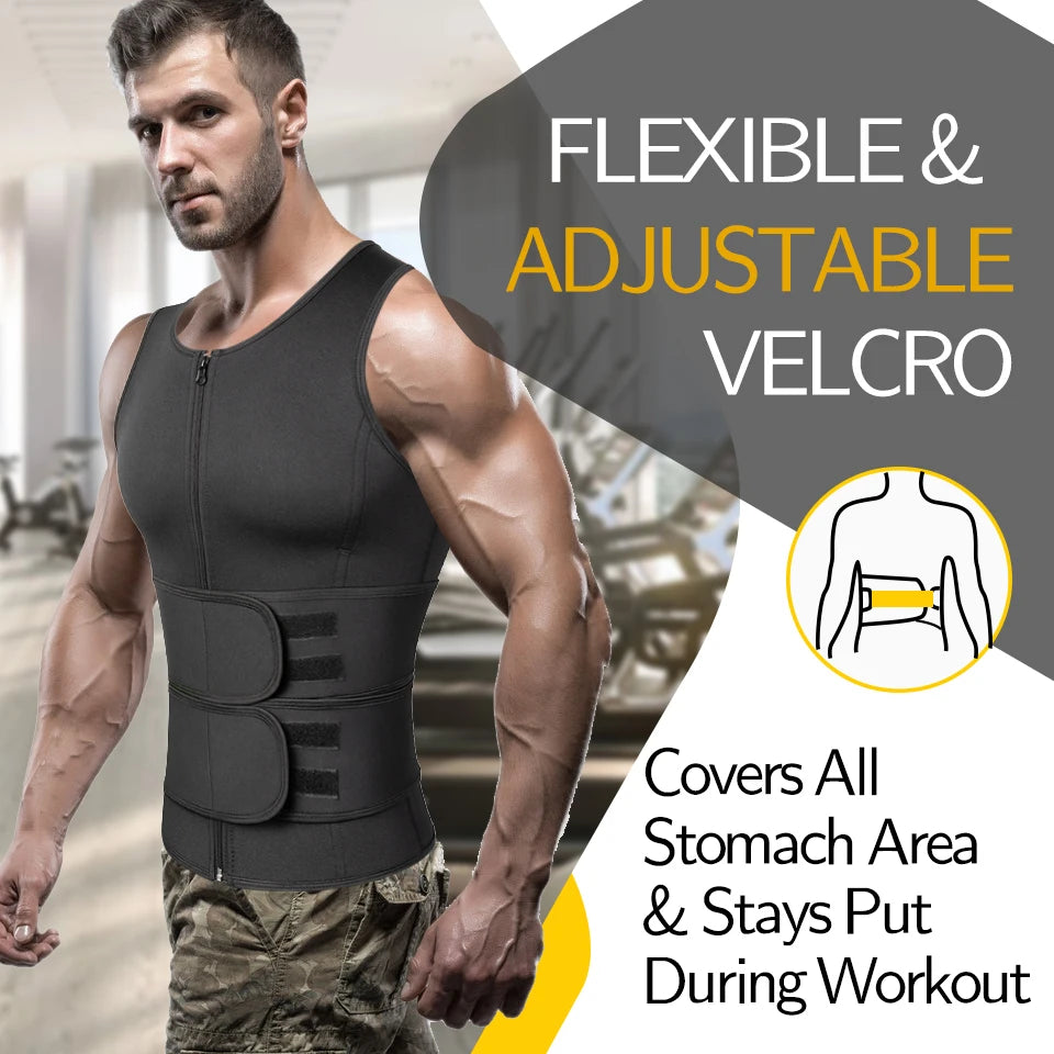 Men Sweat Sauna Vest – Neoprene Body Shaper for Gym Weight Loss