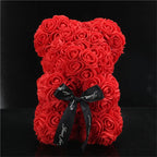 Artificial Rose Bear – 25cm Flower Figurine for Valentine Anniversary Gift
