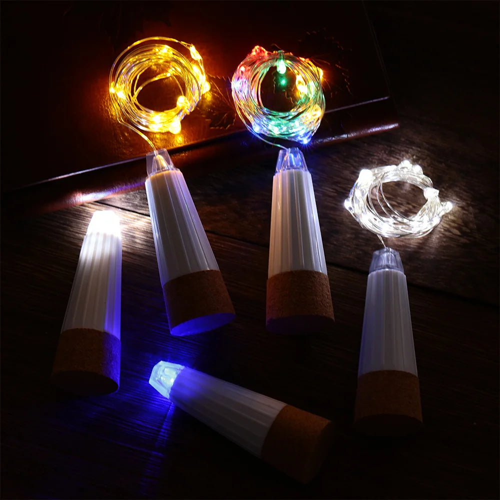 USB Rechargeable Cork Fairy Lights – 2m 20 LED String Lamp for Home Decor