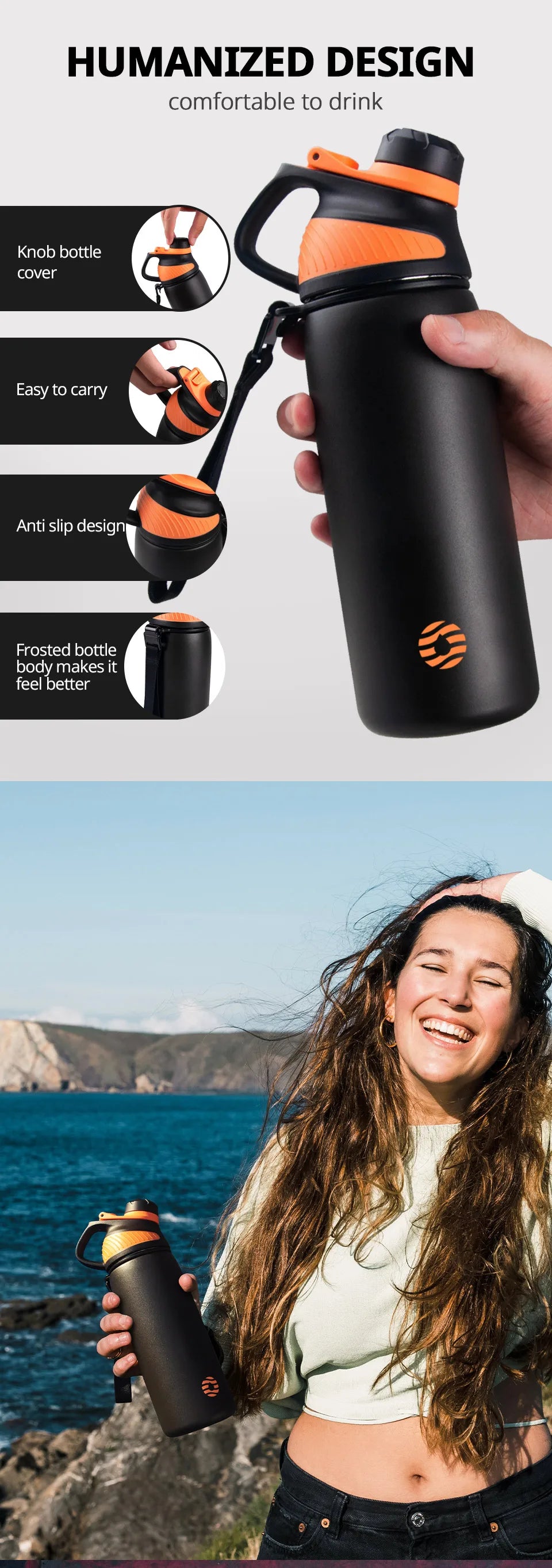 Stainless Steel Vacuum Flask – Magnetic Lid Thermal Mug for Outdoor Sports