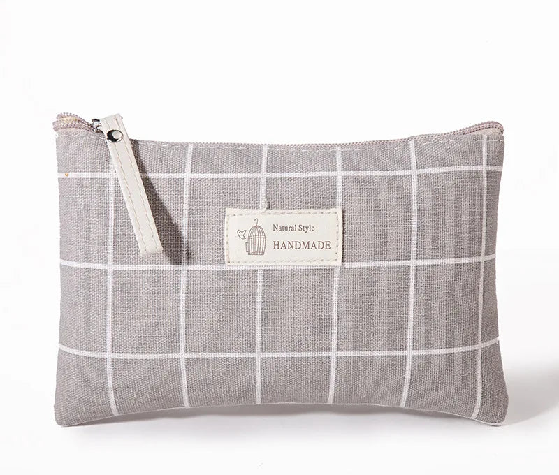 Canvas Small Cosmetic Bag – Portable Makeup Organizer for Travel
