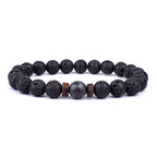 Lava Stone and Wood Bead Bracelet – 8mm Tibetan Buddha Jewelry for Men and Women