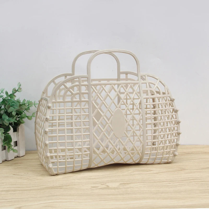 Foldable Mesh Laundry Basket – Portable Plastic Bin for Bathroom Organization