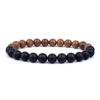 Lava Stone and Wood Bead Bracelet – 8mm Tibetan Buddha Jewelry for Men and Women
