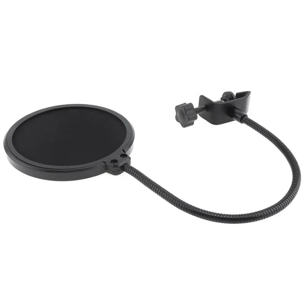 Double Layer Pop Filter – Flexible Mic Wind Screen for Studio Recording