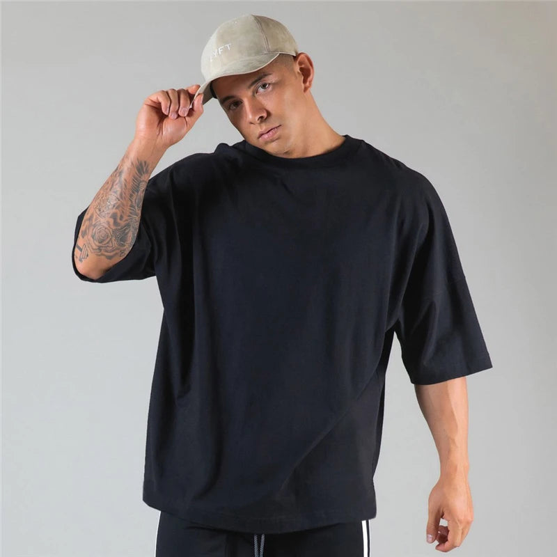 Cotton Gym T-Shirt – Short Sleeve for Men Workout Training Fitness