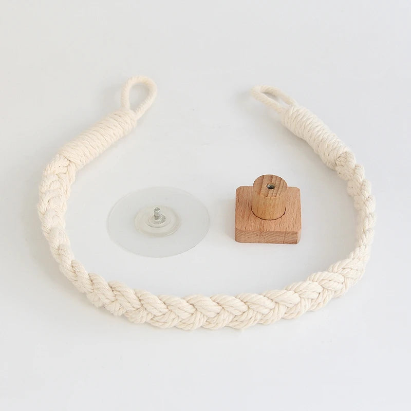 Adhesive Hemp Paper Towel Holder – Wall Mounted Rack for Bathroom Storage