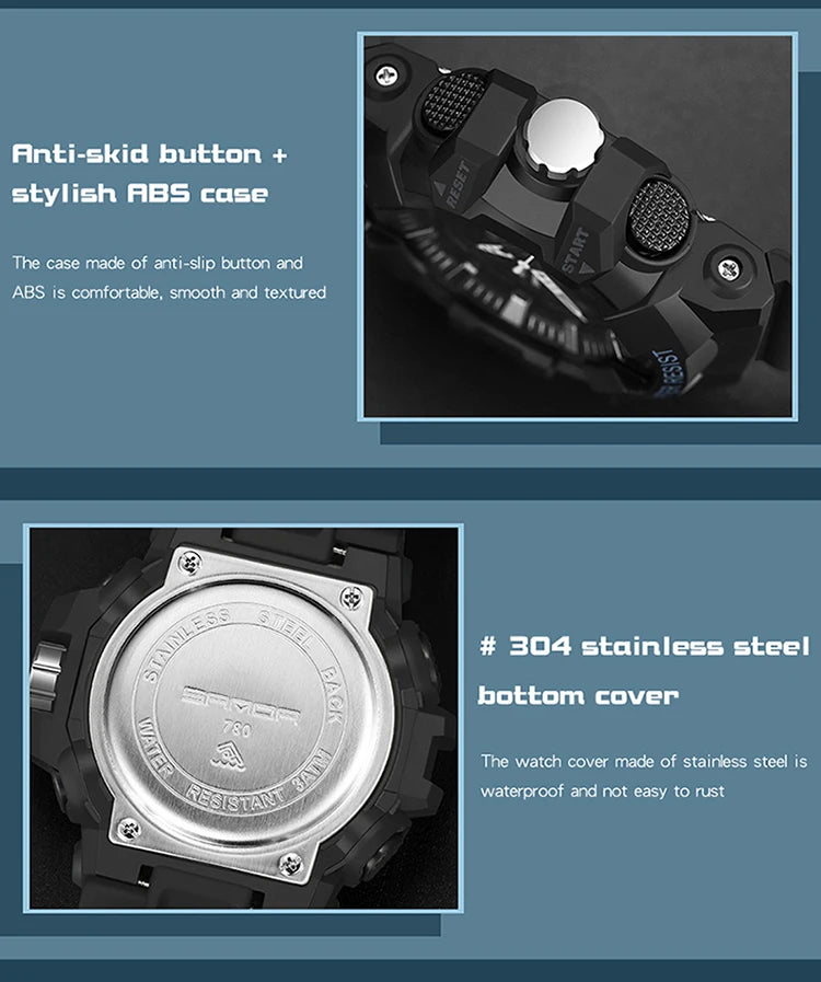 Digital Sports Watch – Waterproof LED Military Timepiece for Outdoor Men