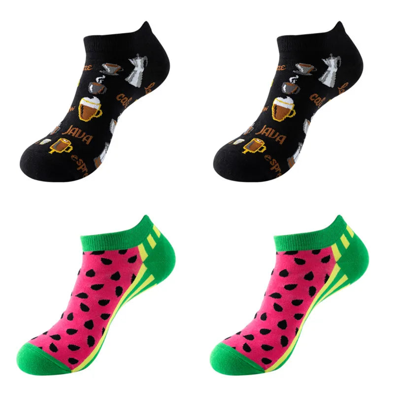 Avocado Cotton Boat Socks – Funny Fruit Pattern for Men and Women