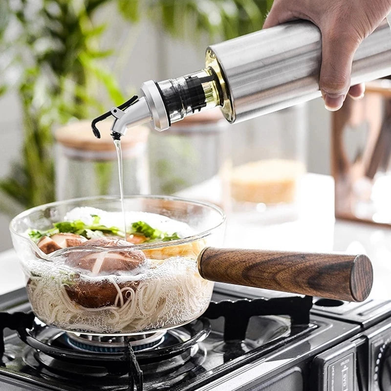 Glass Milk Pot with Wooden Handle – Heat Resistant Cookware for Kitchen Use