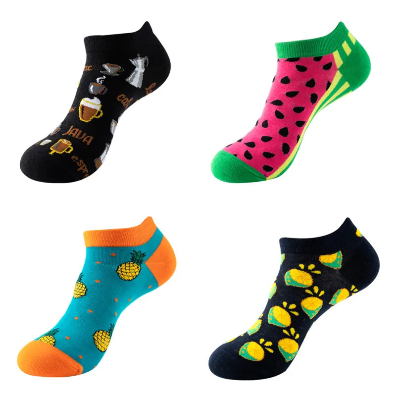 Avocado Cotton Boat Socks – Funny Fruit Pattern for Men and Women