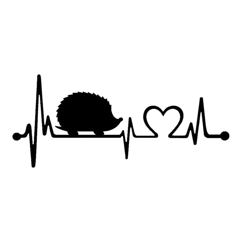 Hedgehog Heartbeat Vinyl Decal – Waterproof Sticker for Cars and Laptops