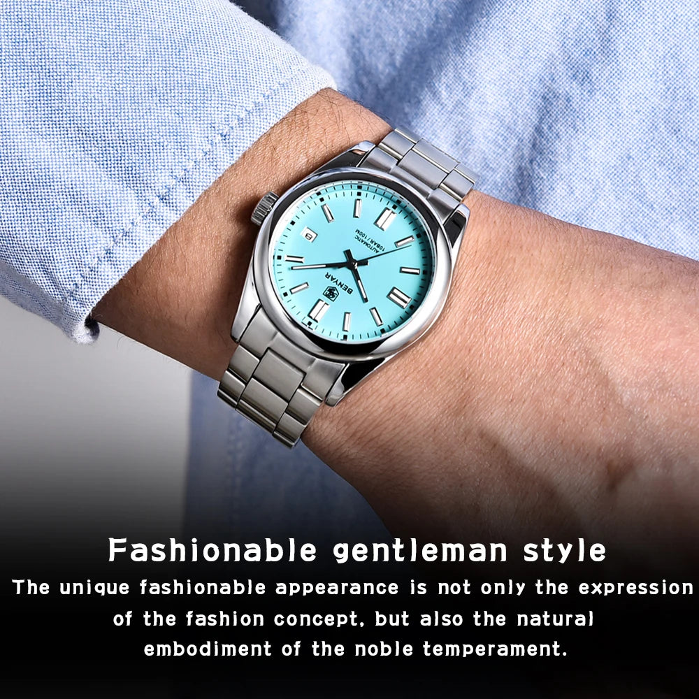 Stainless Steel Mechanical Watch – 10Bar Waterproof for Diving and Sports