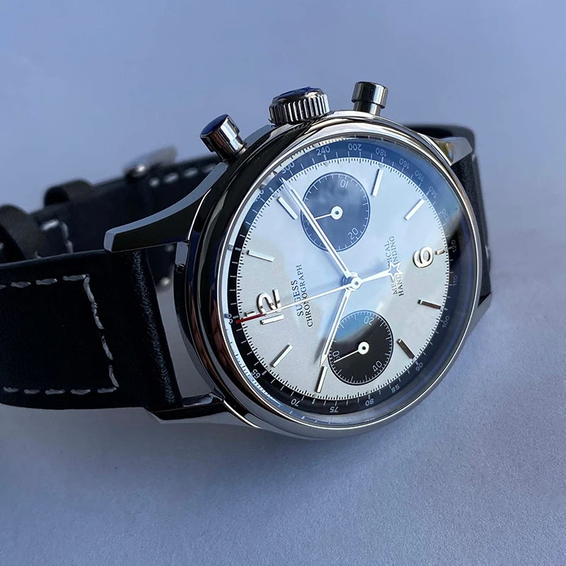 Sugess 1963 Mechanical Chronograph Watch – Sapphire Pilot Style for Men